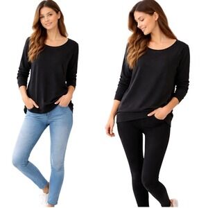 Pact‎ Organic Women's Scoop Neck Long Sleeve Relaxed Fit Sweatshirt Top Sz Large